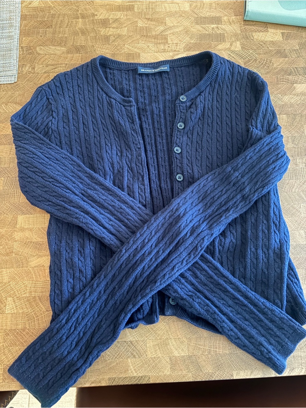 Brandy Melville Navy Cable Knit Button Cardigan